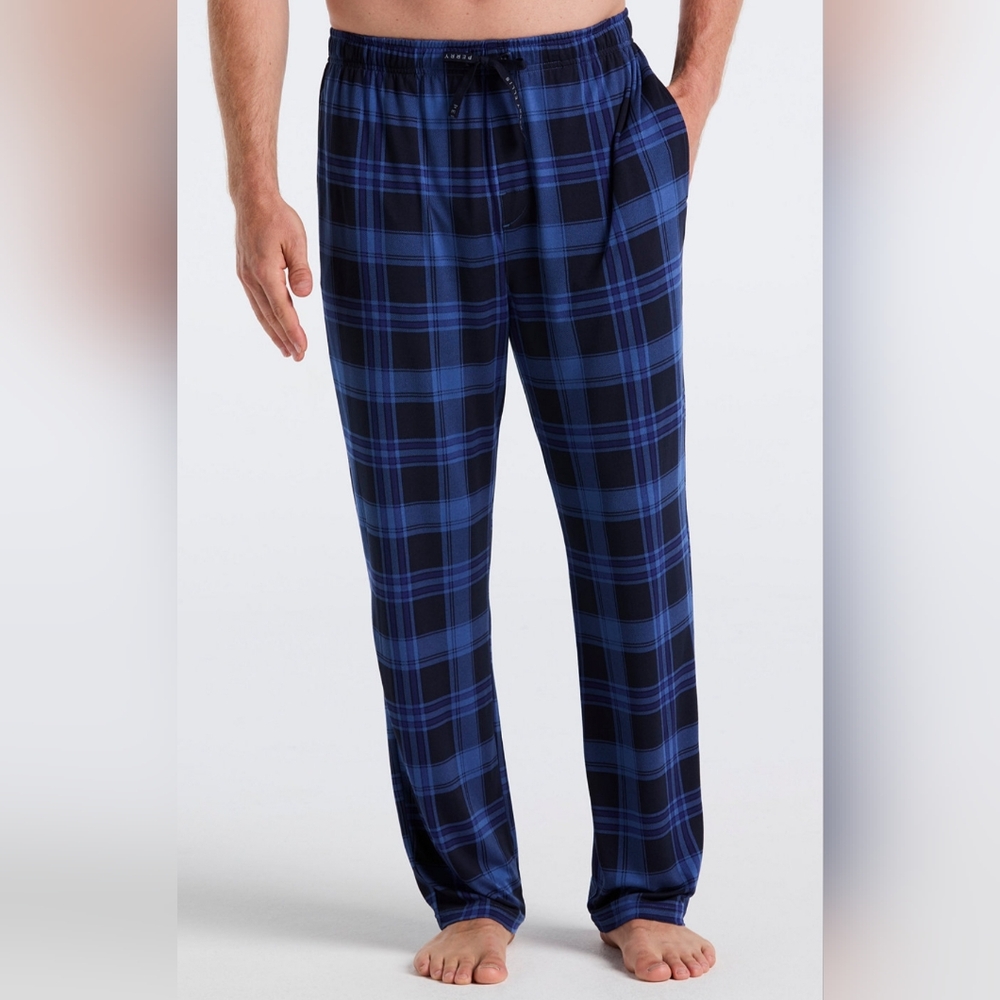 Perry Ellis Portfolio NWT Men's Size M Blue Plaid Pajama Bottoms...Luxurious!!